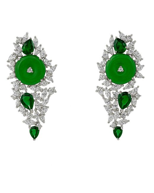 Michael Nash Jewelry Green Olivia Diamond And Emerald And Jade Cubic Zirconium Earrings