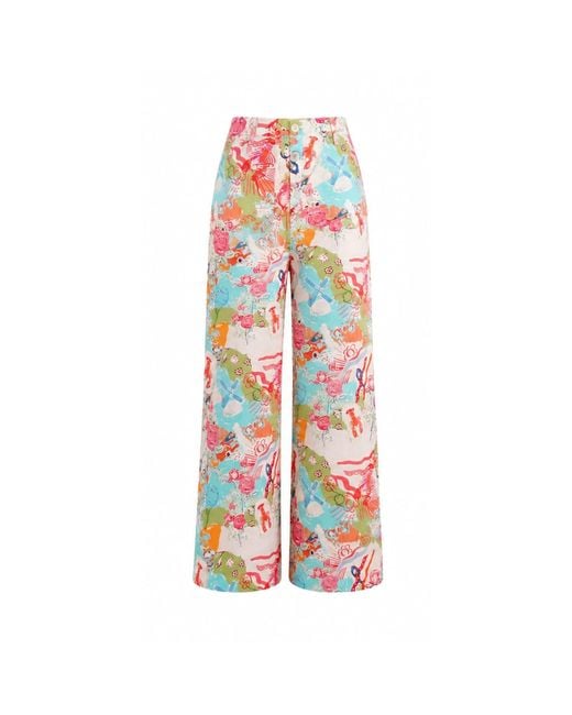 Jessica Russell Flint Red Wide Leg Trousers