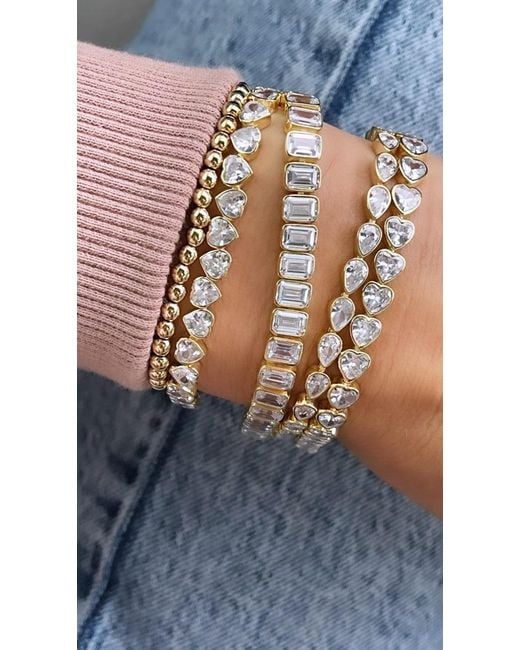 SHYMI Metallic Bezel-Set Heart Tennis Bracelet