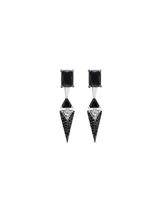 SALLY SKOUFIS Black Urge Earrings With Made Cz Diamond Stimulant