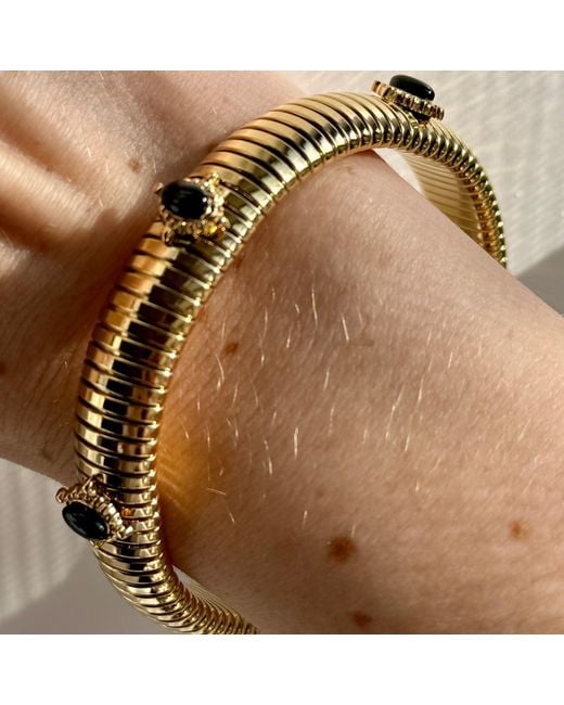 Laura Gray Metallic Small Onyx Stone Omega Bracelet
