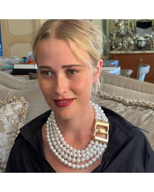 Michael Nash Jewelry Metallic Neutrals Irena Four Strand Pearl Resin Bead Nesting Necklace