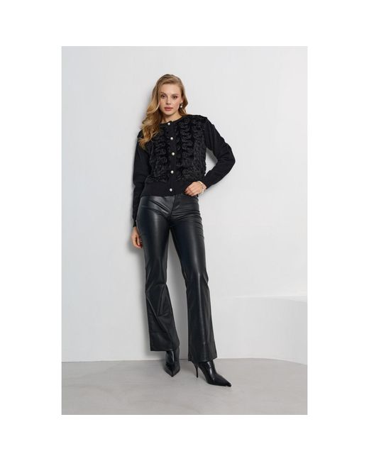 Saachi Black Floral Velour Button Cardigan