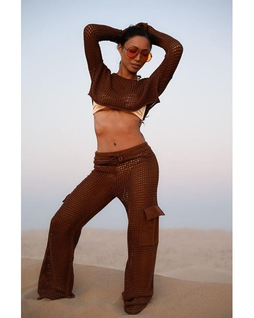 Belletage Swimwear Brown The Off-Weekend Crochet Cargo Pants