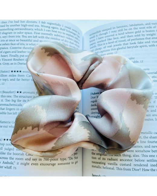 Soft Strokes Silk Pink Neutrals Pure Mulberry Silk French Scrunchie Abstract Print