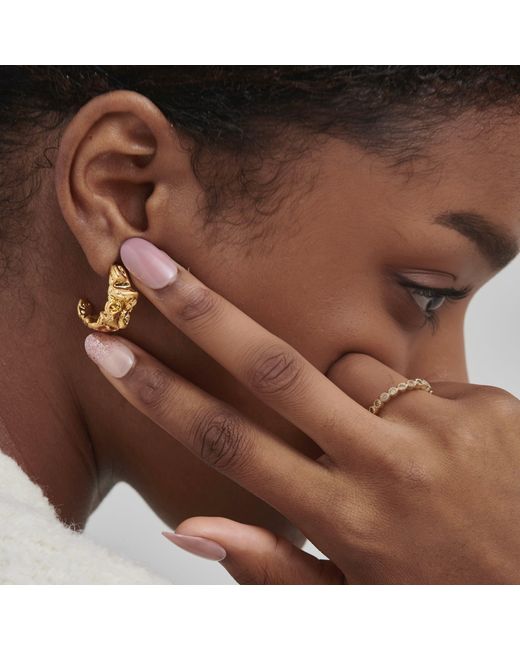 Shabella Nyc Metallic Crinkle Hoops Earings