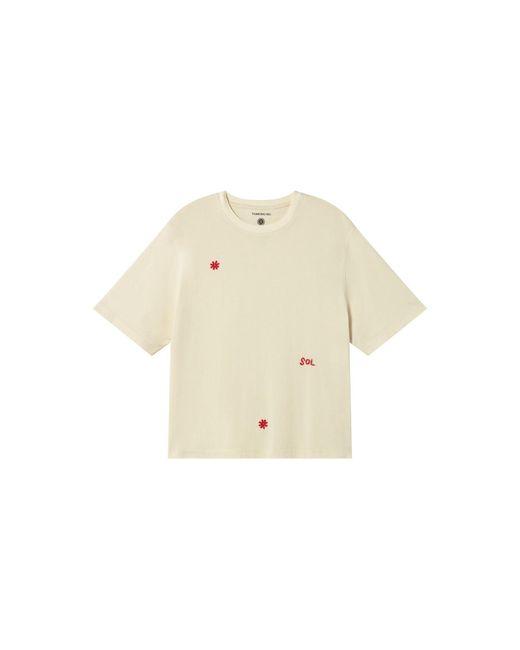 Thinking Mu White Hand Embroidered Lucia T-Shirt
