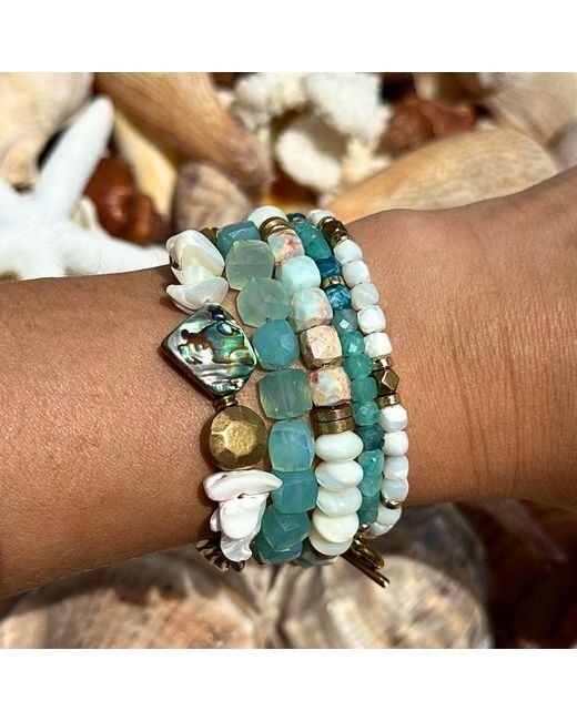 Rachel Nathan Blue Remix: Aqua Chalcedony Cubes Bracelet