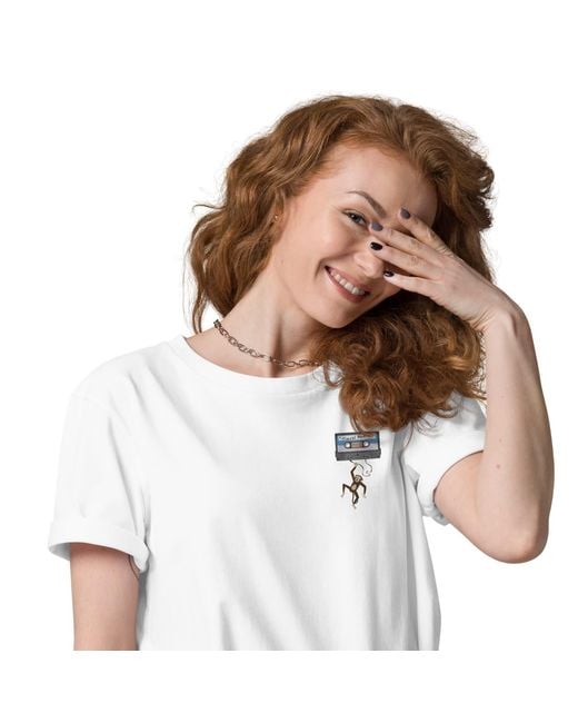 Anchor and Crew White Cassette Monkey Organic Cotton Embroidered T-Shirt
