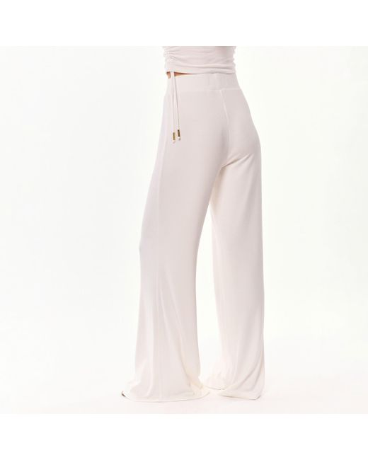 Mandragora White Neutrals Ecru Knit Pants With A Straight Leg And High Waist Made Of Viscose – Ivy