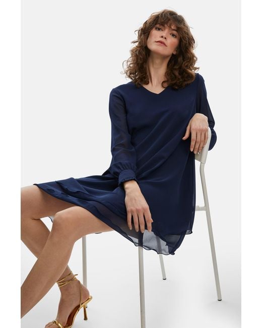 James Lakeland Blue Long Sleeve Wave Hem Dress