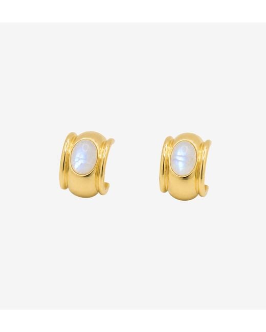 Uchi and Soto Metallic Enso Moonstone Huggie Hoop Earrings