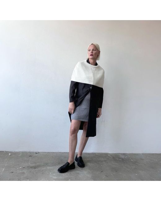 London Atelier Byproduct White Neutrals Cream Mohair Wool Knitted Cape