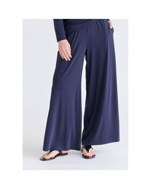 Paisie Blue Wide Leg Lyocell Jersey Trousers