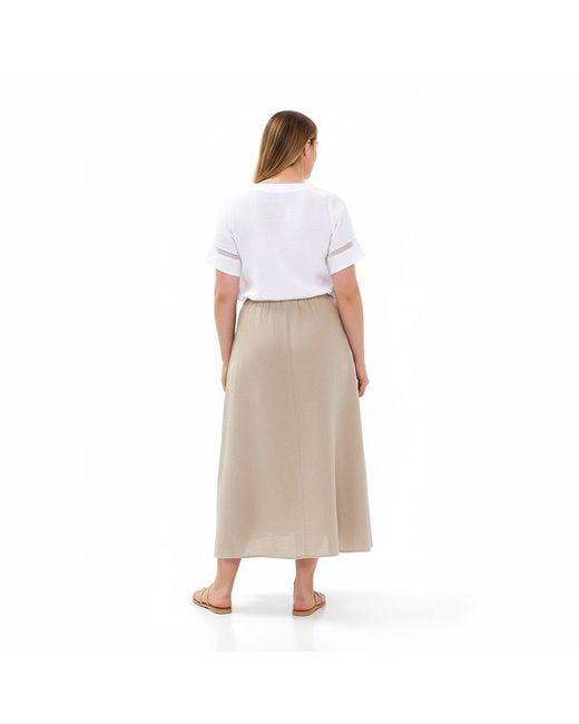 Haris Cotton Natural Neutrals Wide Waistband Circle Linen Skirt With External Pockets Beach Sand