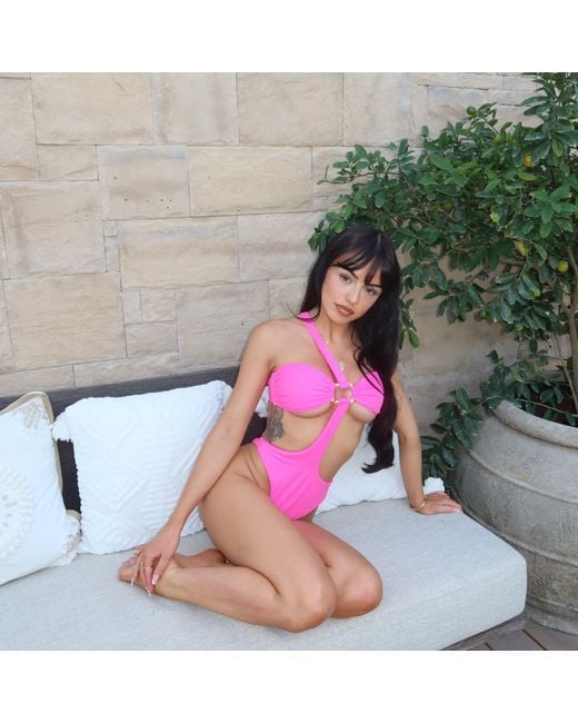 The Delarose Sisters Pink Ruby Rosa Neon One-Piece And Cover-Up