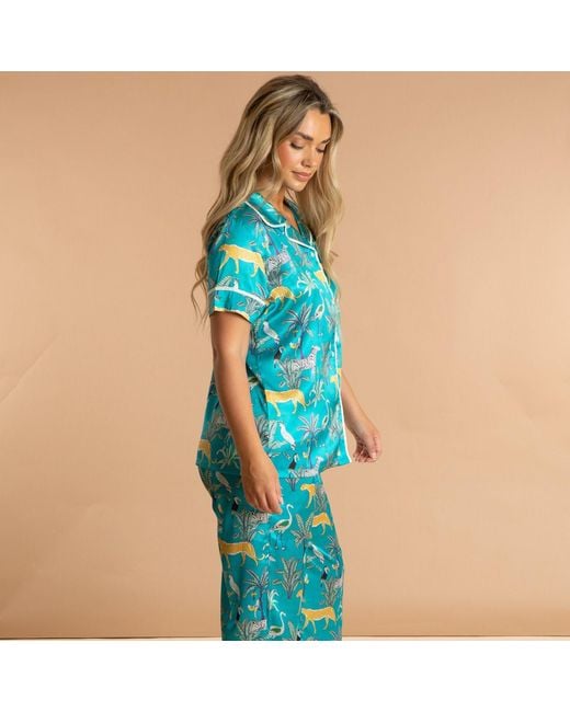 Inara Blue Lomami Leopard Pyjama Set