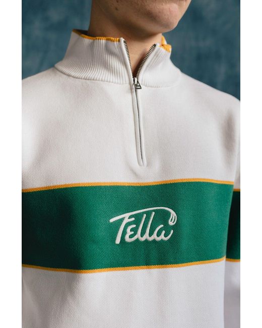 FELLA SWIM Green Boris Quarter-Zip Sweater for men