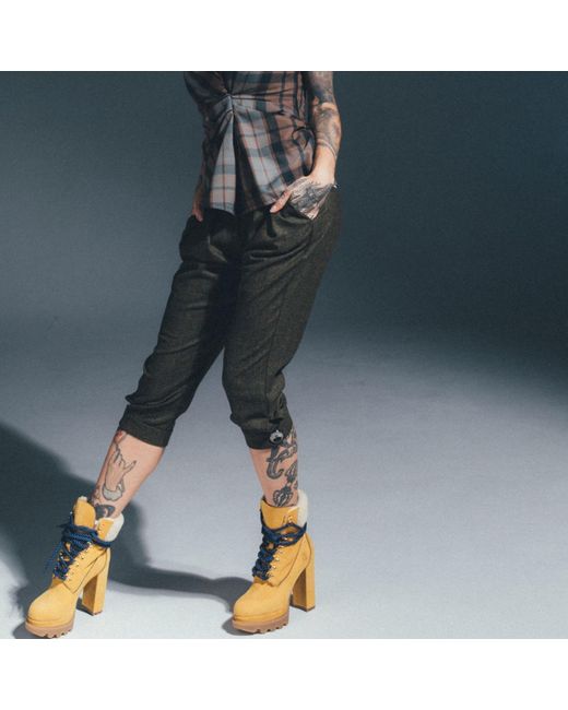Serotoninn Green Tailored Wool Capri Pants