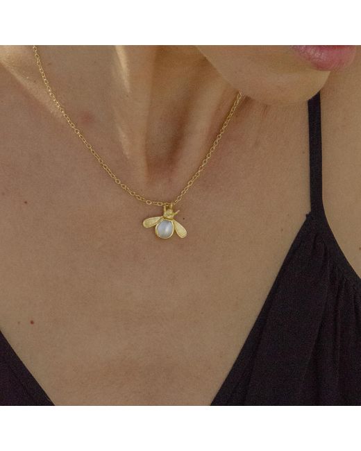 Marcia Moran Metallic Bumble Necklace In Pearl