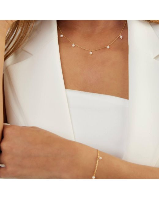 Jovonna London Metallic Kara Pearl Drop Adjustable Necklace