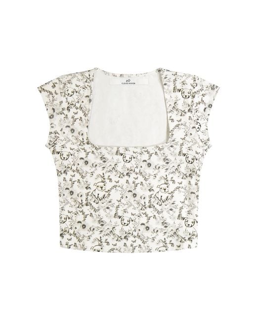 Cloud Haven Blue Toile Square Neck Tee