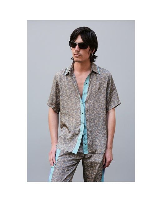 Monzlapur New York Green Paisley Motif Short Sleeve Shirt- Mint for men