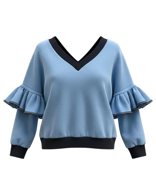 BEIRA Blue Victoria Ruffle Sleeve Sweatshirt –