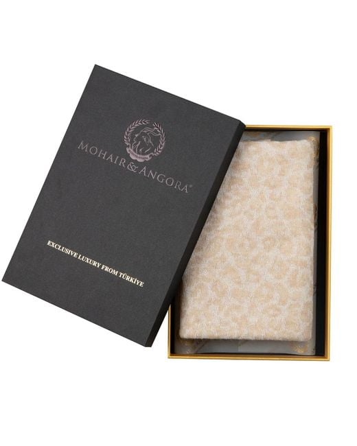 Mohair&Angora Natural Mohair Shawl Leopard Ecru