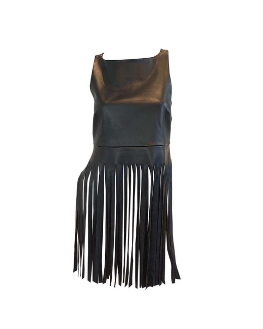 SNIDER Black Handmade Molten Fringe Top