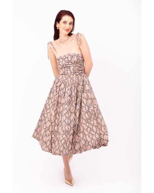 Amy Lynn Natural Neutrals Alexa Snake Print Puffball Dress