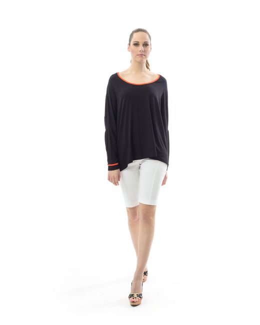 Conquista Black Oversized Trim Detail Top