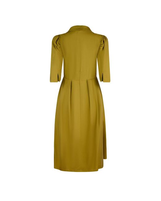 NUMBAT Green Constance Cotton Coat Collar Midi Dress –