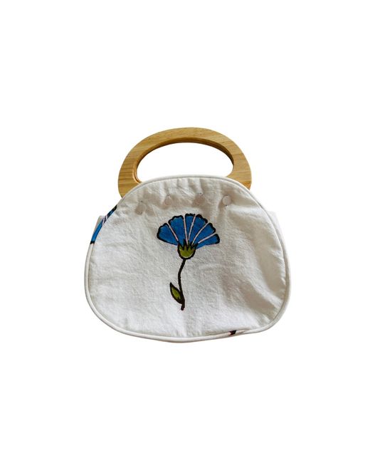 Pick Happy Blue Bermuda Bag Wooden Handles Ginko