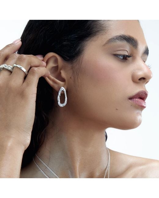 De Roms Metallic Molten Irregular Hoops Opposites Attract Earrings