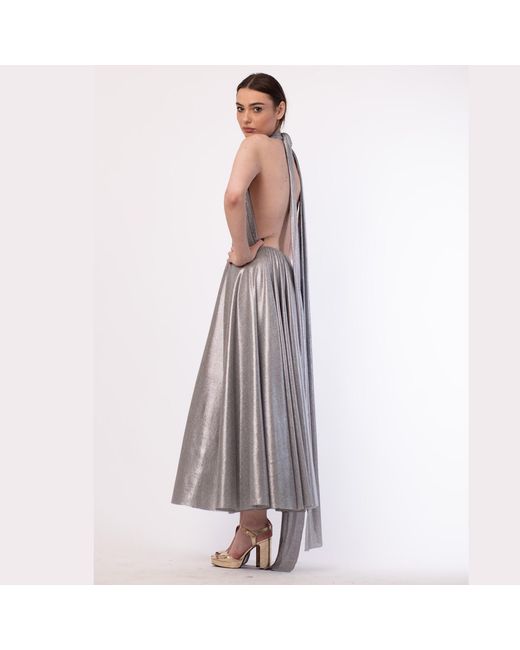 Silvia Serban Gray Bare Back Cloche Dress