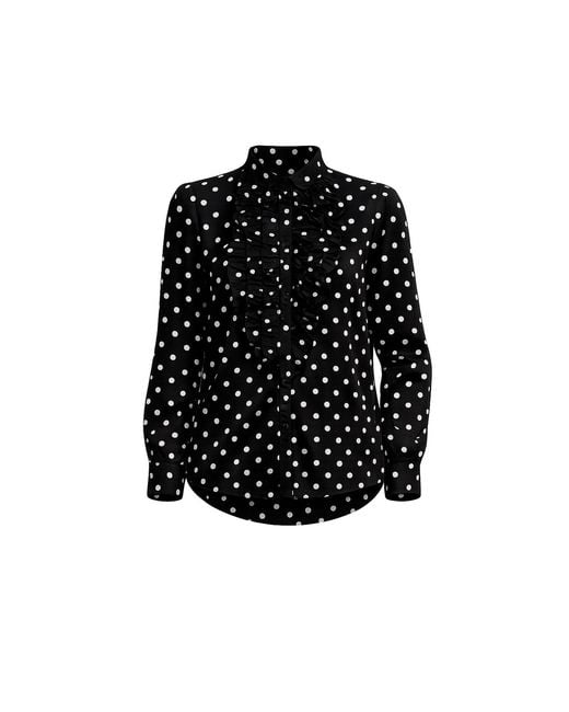 Tantra Spain Sl Black Polka Dot Blouse With Ruffles On The Chest