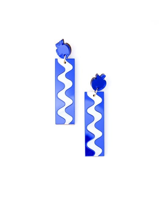By Chavelli Blue Matisse Wave Dangly Earrings