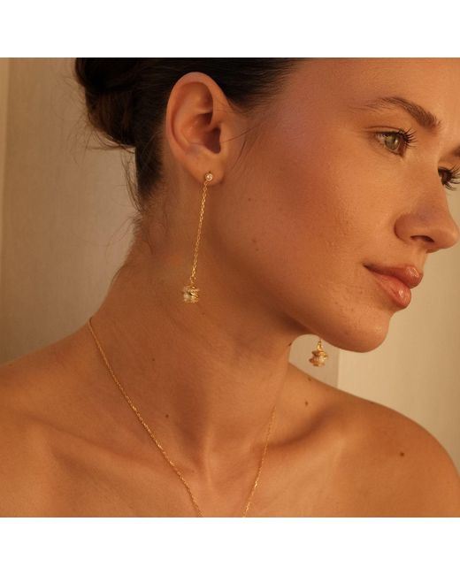 LINYA JEWELLERY Metallic Amour Cage Pearl Long Chain Earring