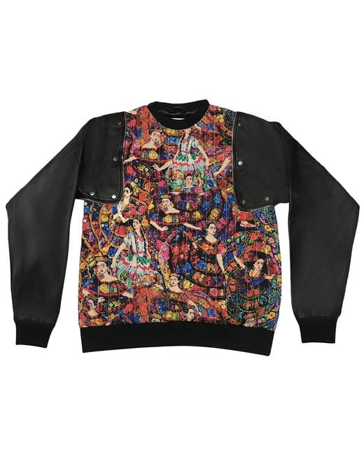 Zasta Studio Black Detachable Leather Cotton Hybrid Sweatshirt A
