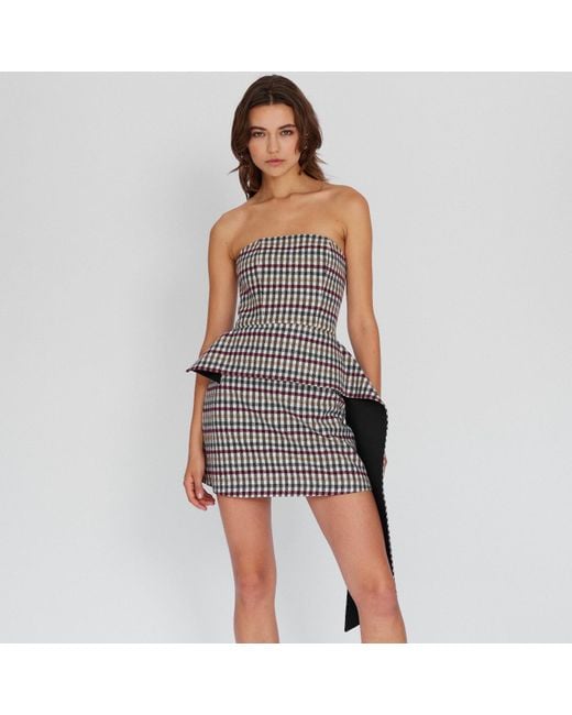 Mirimalist Black Checked Wool Mini Skirt