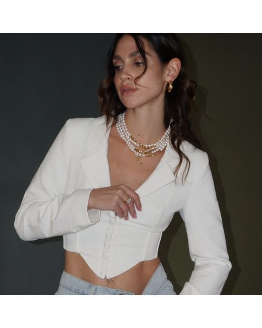 Mickey's Girl White Lucky Pearls + Beaded Necklace