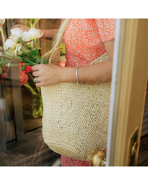 PAIGE Brown Neutrals Handwoven Raffia Tote Handbag