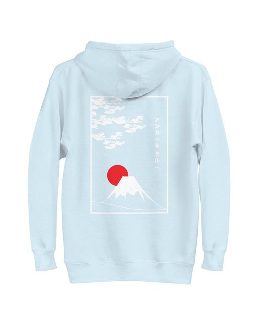 Anchor and Crew Blue Sky Mount Fuji Landmark Cotton Blend Hoodie for men