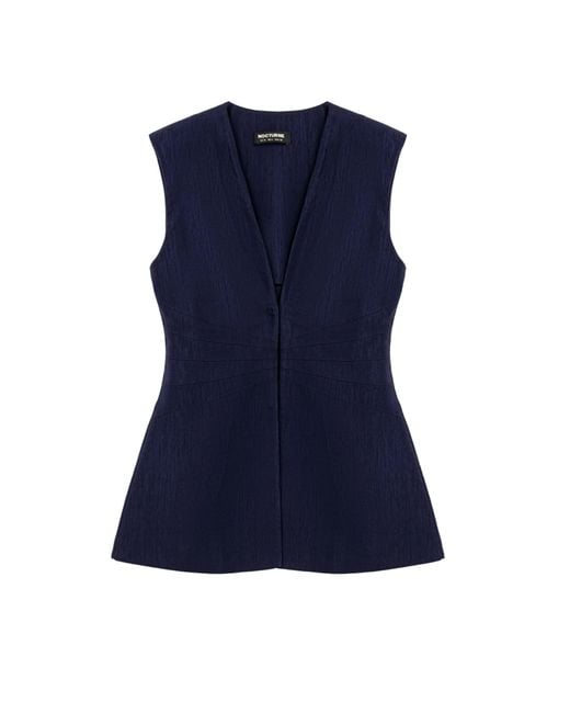 Nocturne Blue Padded V-Neck Vest