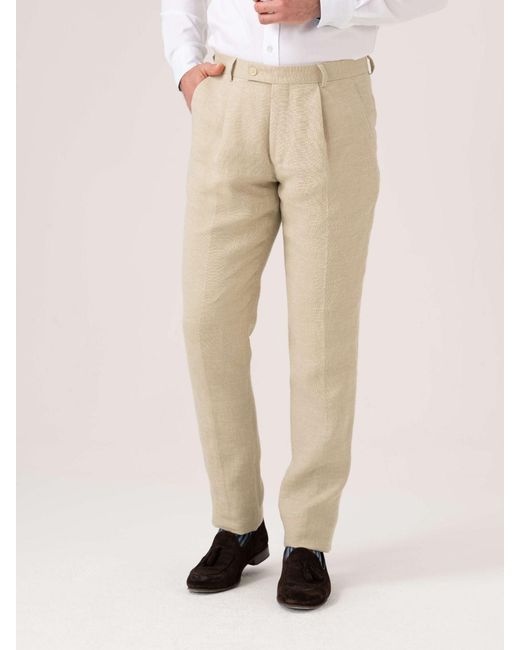 Koy Clothing Natural Neutrals Pale Linen Suit Trousers for men