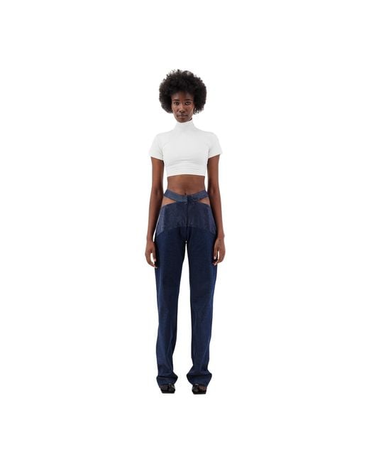 Úchè Blue Denim Cut Out Pants