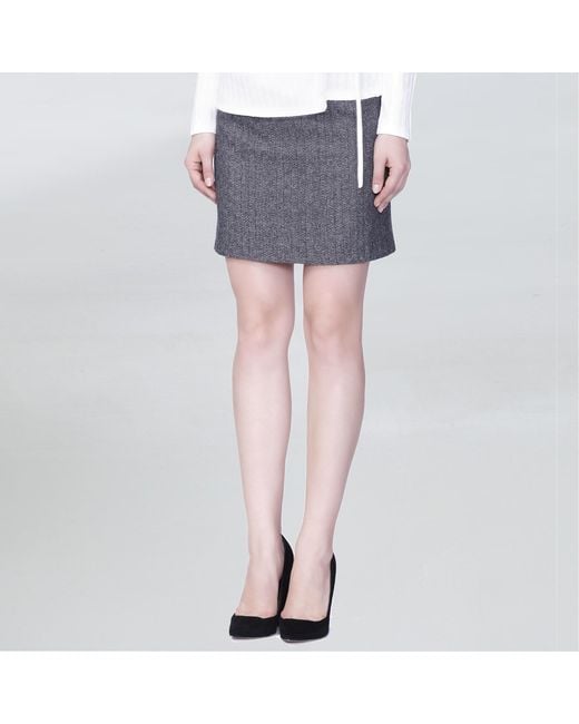 Smart and Joy Gray Marled Wool Formal Mini Skirt