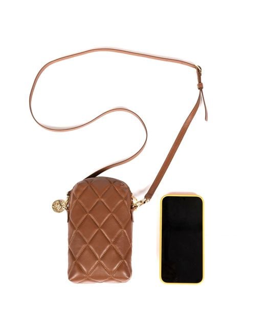 SJW BAGS LONDON Brown Orée Quilted Leather Small Crossbody Bag