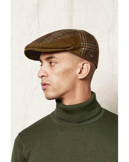 Dasmarca Hats Brown Luis Tweed Checks Italian Flat Cap for men
